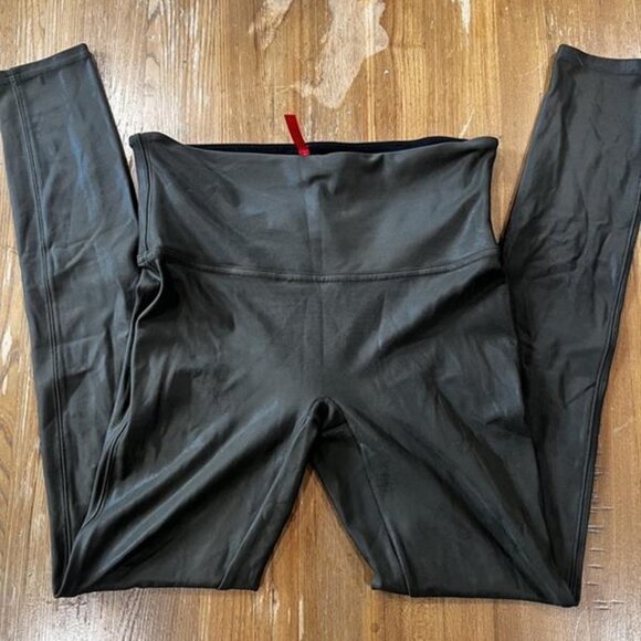 SPANX Pants - BESTSELLER ALERT – SPANX Liquid Faux Leather Leggings | Olive Green | Size M